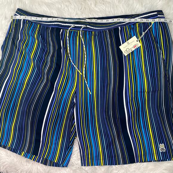 Psycho Bunny Men's Swim Trunks Size 5XLT Blue Stripe Dry Pocket NWT - Picture 2 of 16